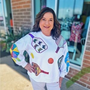 👑 Queen of Sparkled Pickleball Sweater ✨